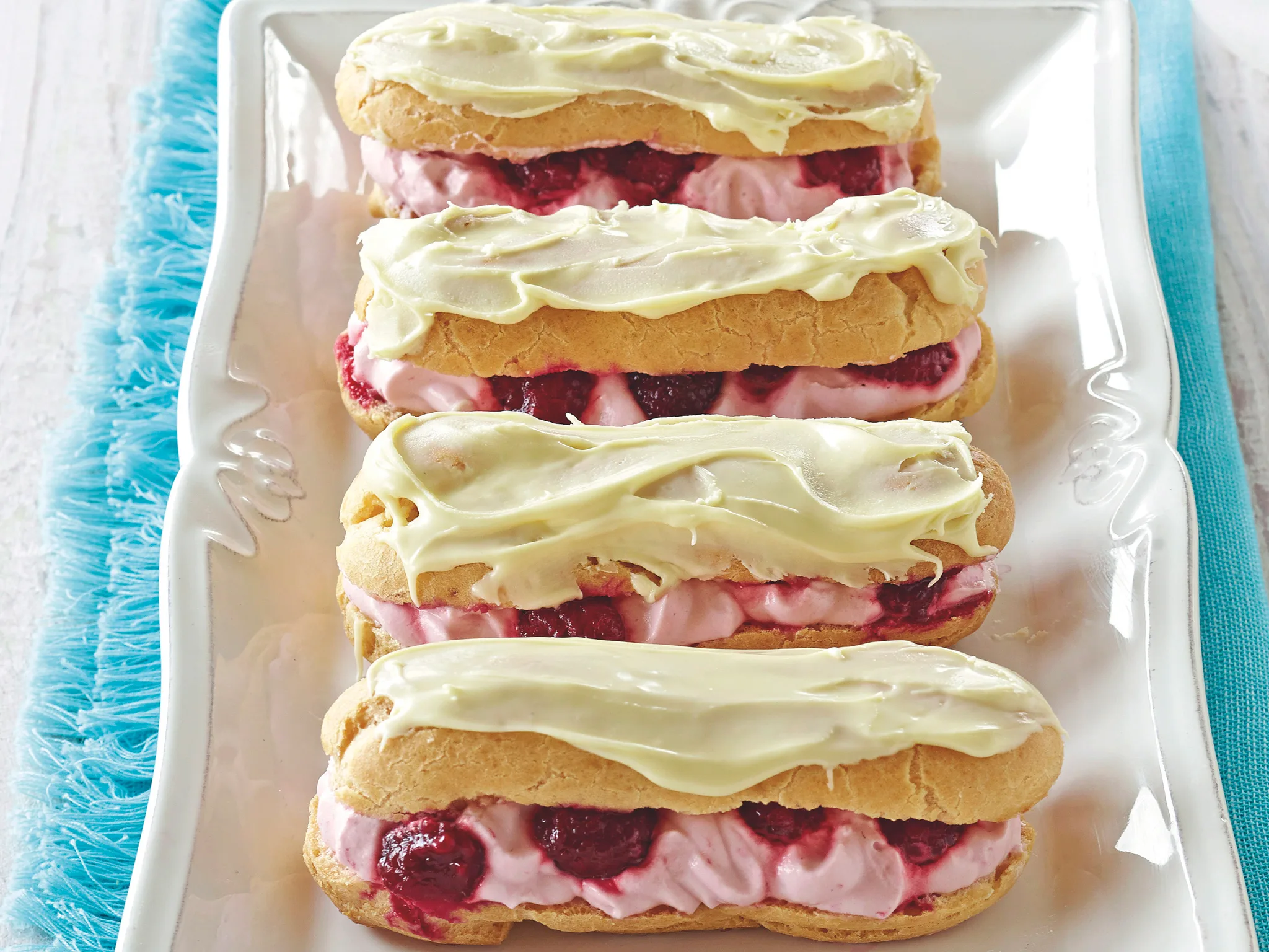 raspberry-and-white-chocolate-eclairs